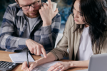 Couple calculating their bills